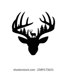 Deer Head silhouette With white background