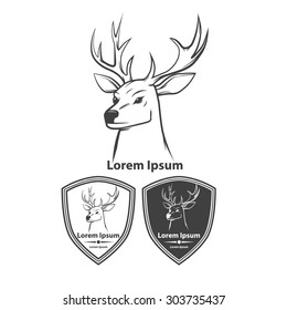 deer head, simple illustration, design elements