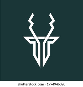 logotipo de ilustración de linearato simple de cabeza de ciervo