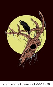 Deer head skull vector illustration