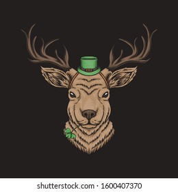 Deer head St. patrick's day vector illustration for your company or brand