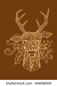 Deer head stylized in decorative illustration.