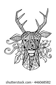 Deer head stylized in decorative illustration.