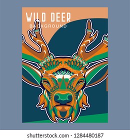 Deer head stylized in zentangle style. Tribal tattoo design. Vector illustration