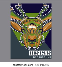Deer head stylized in zentangle style. Tribal tattoo design. Vector illustration