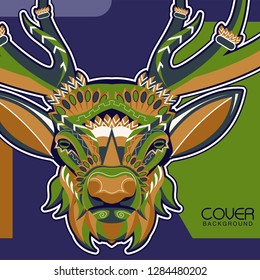 Deer head stylized in zentangle style. Tribal tattoo design. Vector illustration