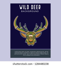 Deer head stylized in zentangle style. Tribal tattoo design. Vector illustration