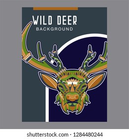 Deer head stylized in zentangle style. Tribal tattoo design. Vector illustration