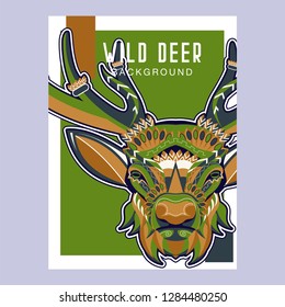Deer head stylized in zentangle style. Tribal tattoo design. Vector illustration