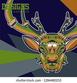 Deer head stylized in zentangle style. Tribal tattoo design. Vector illustration