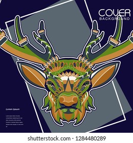 Deer head stylized in zentangle style. Tribal tattoo design. Vector illustration
