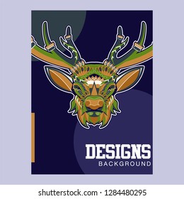 Deer head stylized in zentangle style. Tribal tattoo design. Vector illustration