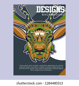 Deer head stylized in zentangle style. Tribal tattoo design. Vector illustration