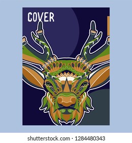 Deer head stylized in zentangle style. Tribal tattoo design. Vector illustration