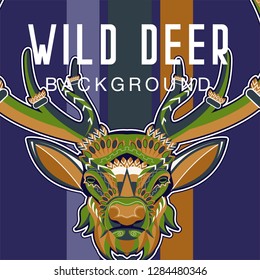 Deer head stylized in zentangle style. Tribal tattoo design. Vector illustration