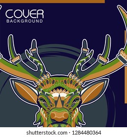Deer head stylized in zentangle style. Tribal tattoo design. Vector illustration