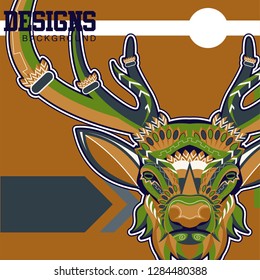 Deer head stylized in zentangle style. Tribal tattoo design. Vector illustration