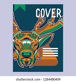 Deer head stylized in zentangle style. Tribal tattoo design. Vector illustration