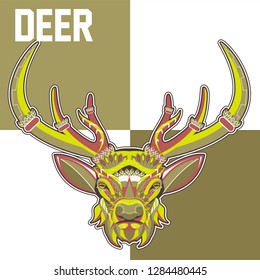 Deer head stylized in zentangle style. Tribal tattoo design. Vector illustration