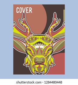 Deer head stylized in zentangle style. Tribal tattoo design. Vector illustration