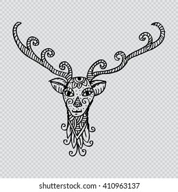 Deer head stylized in zentangle style. 