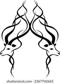 Deer head tattoo, tattoo illustration, vector on a white background.
