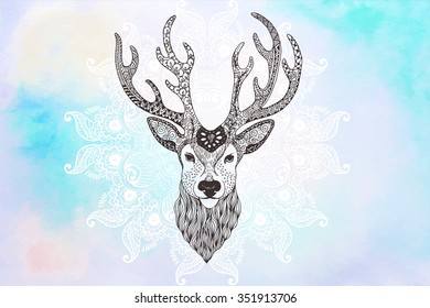 Deer head tattoo mehendi