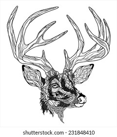 deer head tattoo. psychedelic