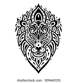 Deer head. Tribal pattern. Polynesian tattoo style. Vector illustration.