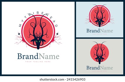 deer head tribe style logo template design vector for brand or company and other