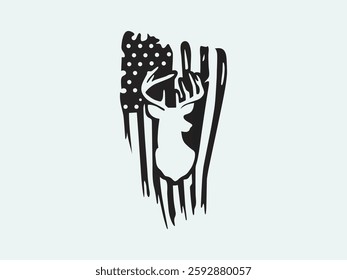 deer head with Usa flag vector art, deer head silhouette