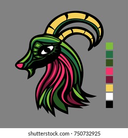 Deer head in Vector Art on gray background. Pattern for textile and graphic design.