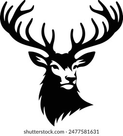 Deer Head vector art silhouette illustration with white background