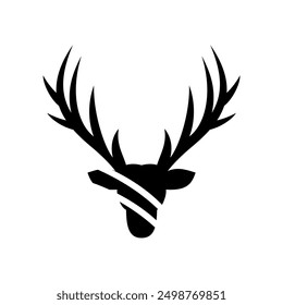 DEER HEAD VECTOR DESIGN ILLUSTRATION ON WHITE BACKGROUND,SILHOUETTE AND MINIMALIST ICON