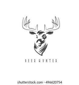deer head vector design template,hunting illustration