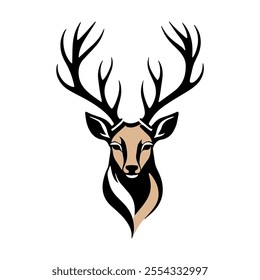 Deer Head Vector Icon, Classic Simple Minimalist Deer Logo, Silhouette Vector Art, Clip art