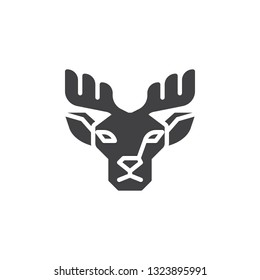 Deer head vector icon. filled flat sign for mobile concept and web design. Horned deer animal glyph icon. Wild animals symbol, logo illustration. Pixel perfect vector graphics