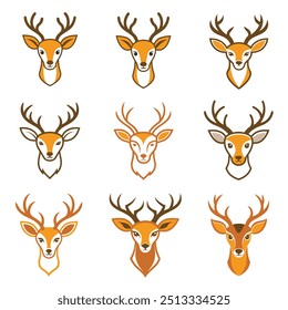 Deer head vector icon set. This is an editable and printable high quality vector eps file.