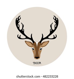 Deer head vector illustration, animal icon