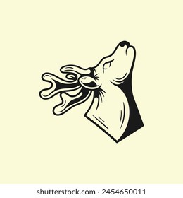 Deer Head Vector illustration design, Vintage Style Animal Deer Head Design