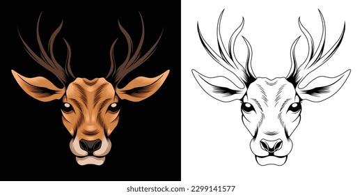 Deer head vector illustration in detailed style