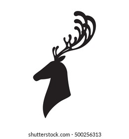 Deer head vector illustration elk silhouette isolated