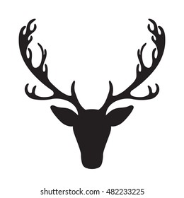 Deer head vector illustration isolated elk silhouette