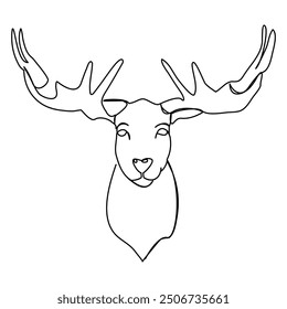 Arte de línea de Ilustración vectorial de cabeza de ciervo