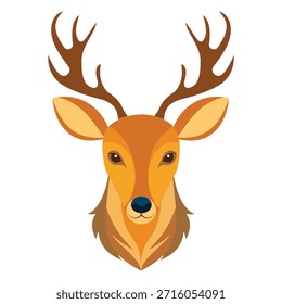 Deer head vector illustration. Deer head silhouette on white background. Deer head icon vector design for hunting logo, app, web design. Vector illustration.