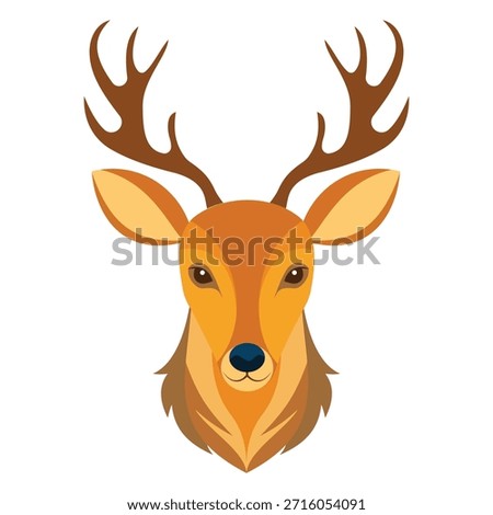 Deer head vector illustration. Deer head silhouette on white background. Deer head icon vector design for hunting logo, app, web design. Vector illustration.