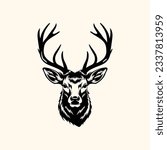 Deer head vector isolated, Hunting logo, Reindeer head isolated illustration, Wild animal