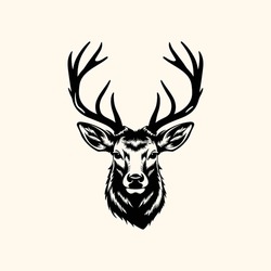 Deer Head Vector Isolated, Hunting Logo, Reindeer Head Isolated Illustration, Wild Animal