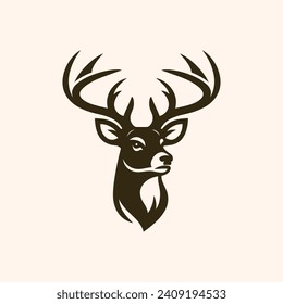 Deer head vector isolated, Hunting logo, Deer Logo, Buck, Reindeer head isolated illustration, Wild animal