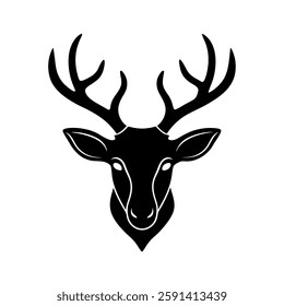 Deer head vector isolated, Hunting logo, Reindeer head isolated illustration, Wild animal